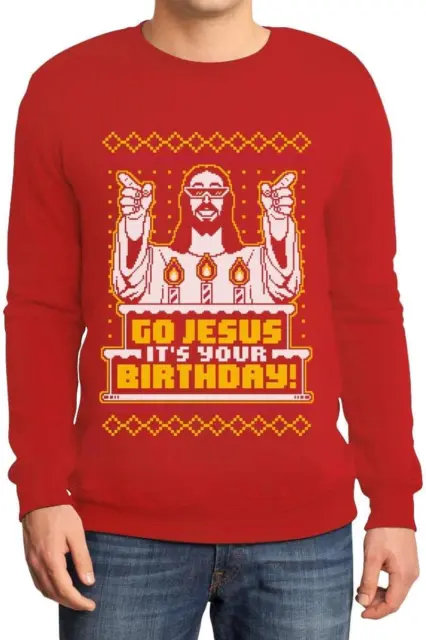 Maglione Brutto Di Natale per Lui - Go Jesus It'S Your Birthday Felpa Da Uomo
