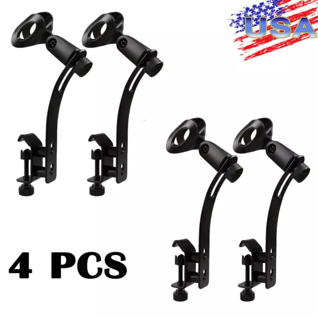 4x Drum Microphone Rim Clamp Mount Clip Mic Holder Adjustable Gear for All Drum