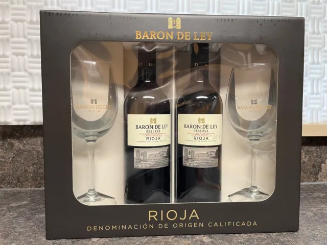 Geschenkverpackung 2x Baron De Ley Reserva 2016 + 2 Gläser