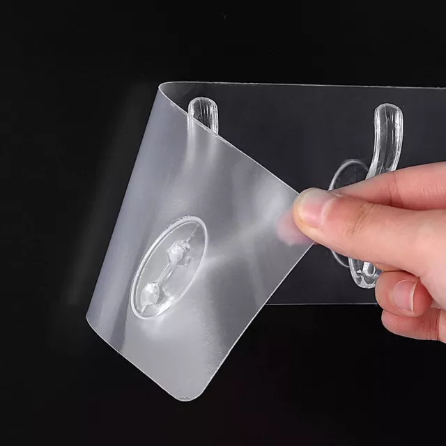 Transparent Plastic Glue Hooks Kitchen Bathroom Hooks Nail-free Wall Han-tz