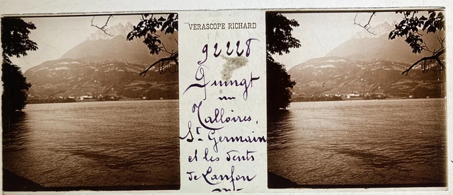 DUINGT TALLOIRES PLAQUE VERRE 45x107 VUE STEREOSCOPIQUE VERASCOPE RICHARD