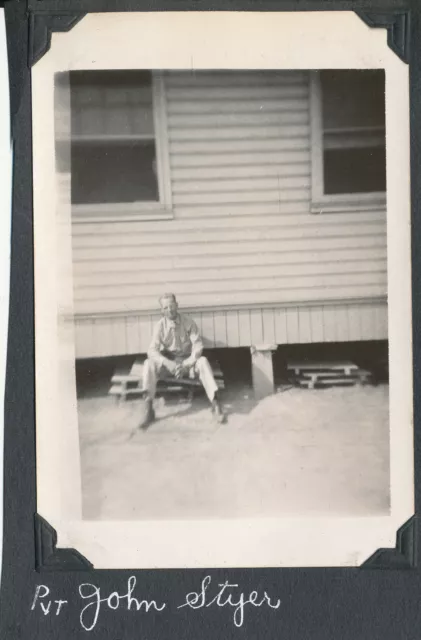 WWII 1941-2 US Army Fort Knox, KY soldier's Photo PVT John Styer at barracks