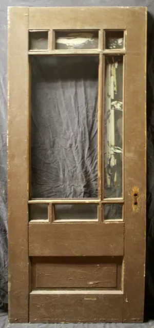 31.5"x79"x1.75" Antique Vintage Old SOLID Wood Wooden Entry Door Windows Glass
