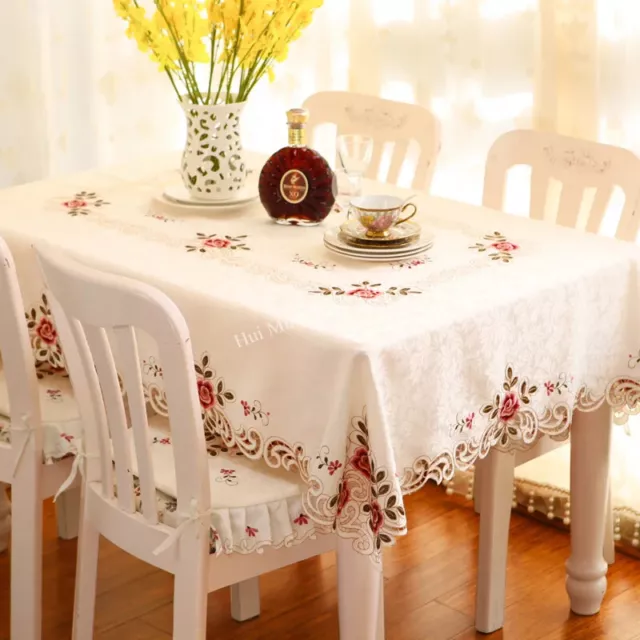 Table Cloth Table Cover Lace European Elegant Embroidered Dining TableCloth 3