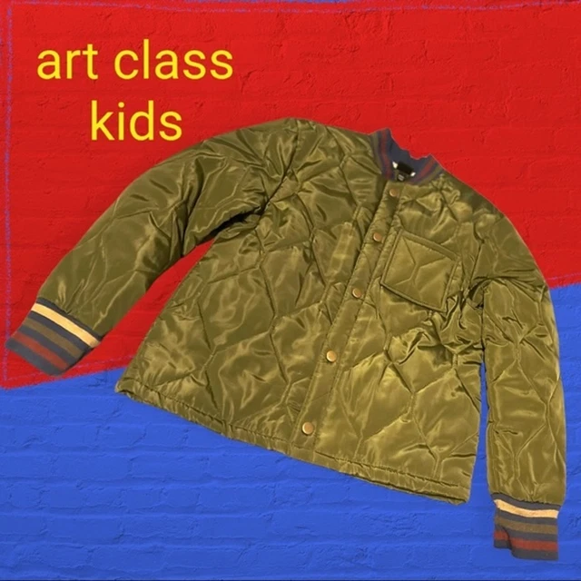Quilted MILITARY ARMY GREEN Rhombus Jacket by art class KIDS Size Medium 8-10