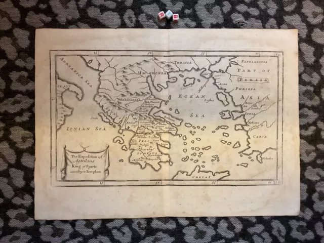 1728  VERY RARE Herman Moll Map , Genuine Antique, Expedition Greece Turkey