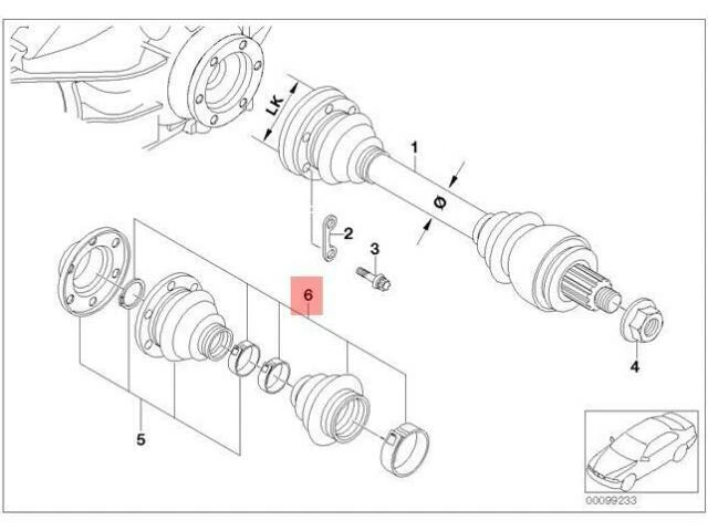 NEW BMW E60 Rear Axle Outer Drive Shaft Cv Boot Repair Kit 33217527323 ...
