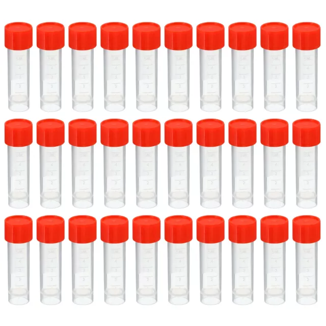 5mL Plastic Test Tubes, 80 Pack Frozen Container Storage Red Screw Cap, Clear