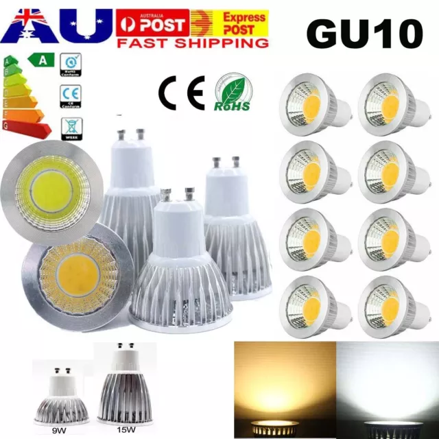 1-8 GU10 9/15W Downlight Bulb COB LED Spotlight Globe Lamp Light Cool Warm White