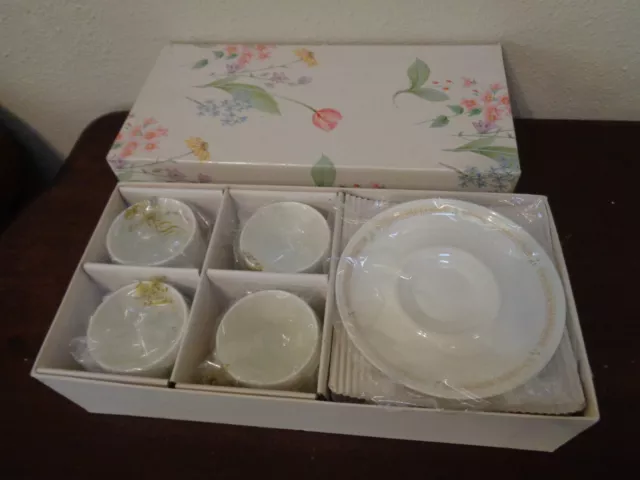 Mikasa Bone China Natures Garden Cup & Saucer 8 Pc Set Narumi Japan NIB