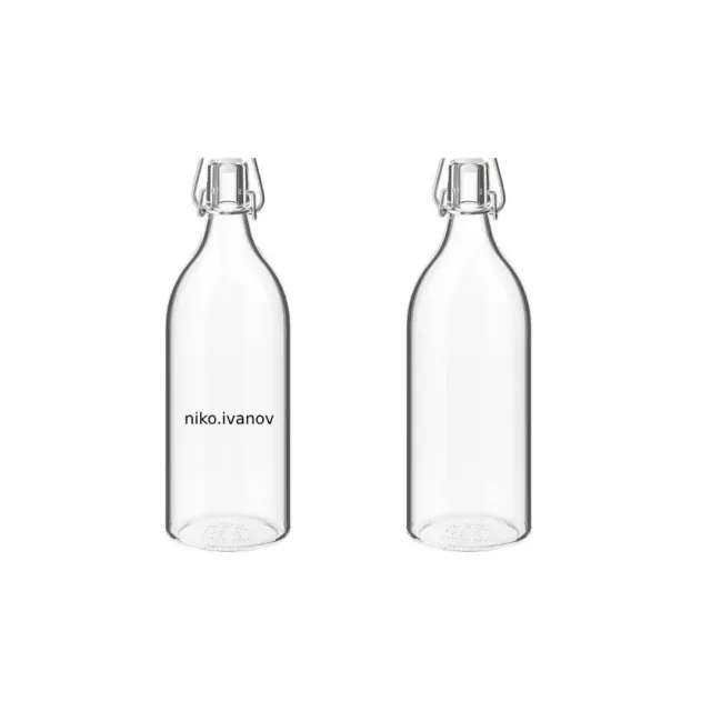 KORKEN bottiglia con tappo, vetro trasparente fantasia/blu vivo lilla, 1 l  - IKEA Svizzera