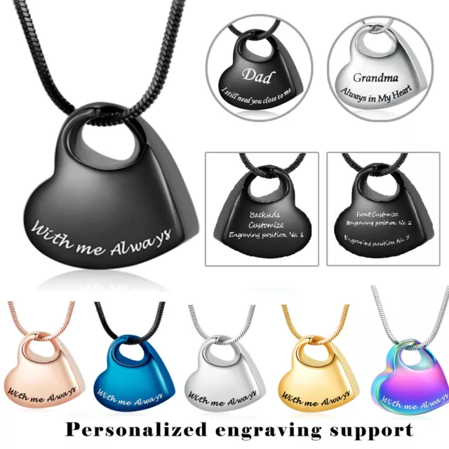 Heart Memorial Necklace For Ashes Holder Keepsake Cremation Urn Jewellery Charm