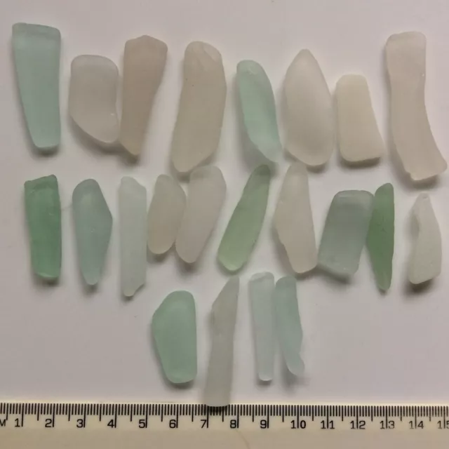 LONG SEA GLASS (2cm-4cm) White, blue for CRAFT or Jewelry