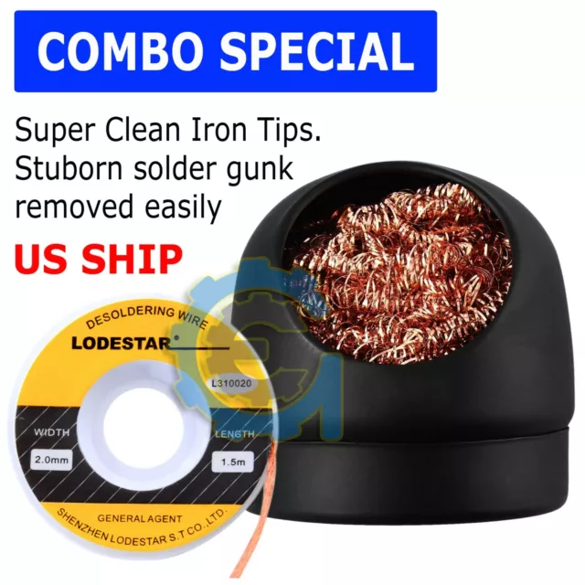 Soldering Head Steel Cleaning Wire Ball Iron Tip Cleaner Heavy Duty Welding US