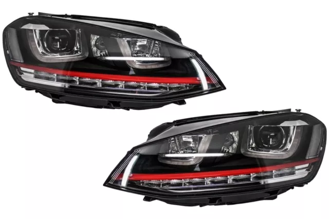 Scheinwerfer 3D LED DRL für VW Golf 7 VII 12-17 RED R20 GTI Look LED Flowing