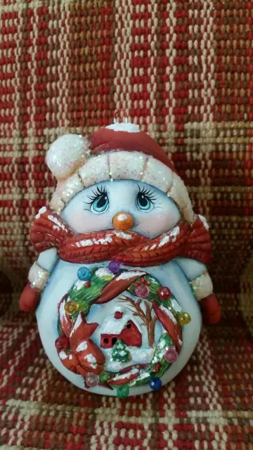 Ceramic Bisque~ Ready to Paint~ Cuddle Up Snowman with Wreath electric included