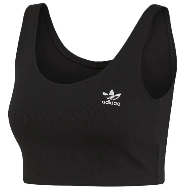 New Adidas Originals Cropped Tank Vest Bra Top, Ladies Womens - Fitness - Black