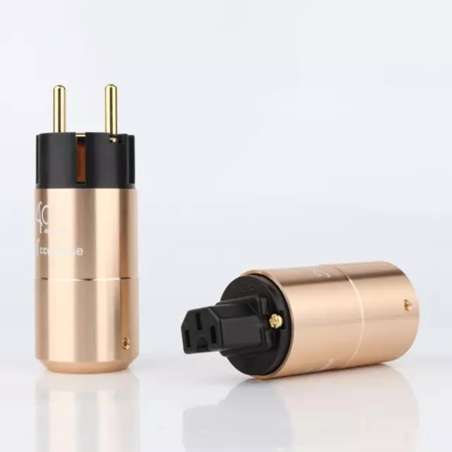 EU US AU Schuko Power Plug Amplifier AC gold plated Power Cable Cord Connector