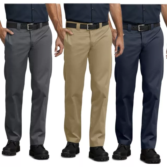 Dickies Men's Pants Slim Fit Straight Leg Wrinkle Resistant Durable Work Pants