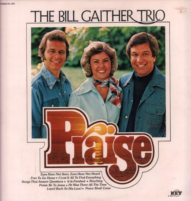 Bill Gaither Trio Praise LP vinyl UK Key 1976 has small tear on front of sleeve