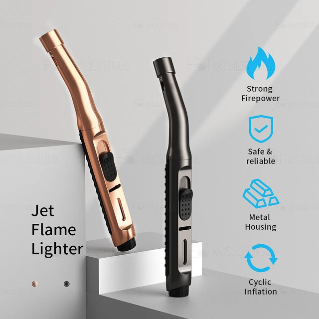 Stabfeuerzeug Mit Jetflamme - Nachfüllbar & Windfest Für Grill & Camping