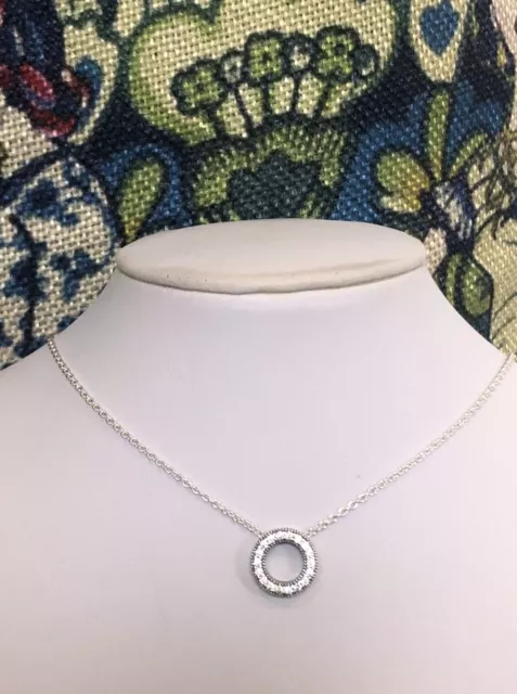 Brand New Pandora Logo Pavé Circle Necklace - 397436CZ. S/Silver & CZ - Rrp $89