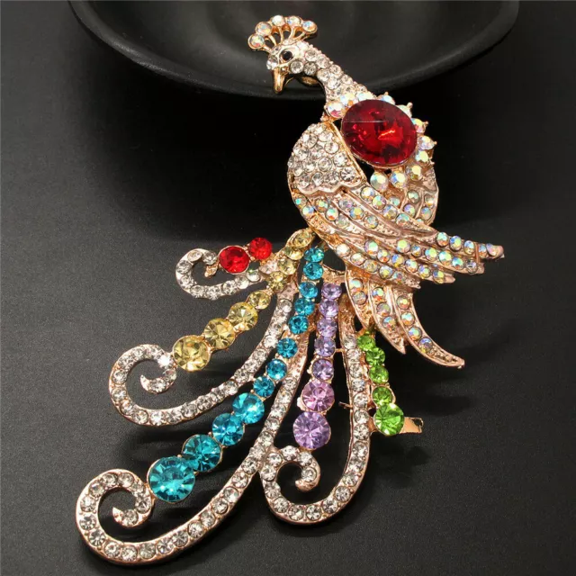 Gifts Rhinestone Peacock Color Crystal Animal Betsey Johnson Charm Brooch Pin