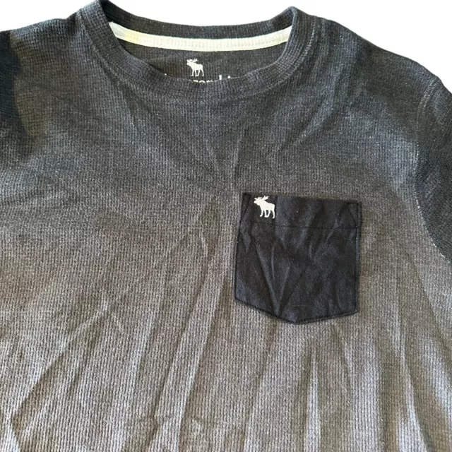 Abercrombie Kids Boys Long Sleeve T-Shirt Size 15/16 Grey Waffle Knit Crew Neck 3