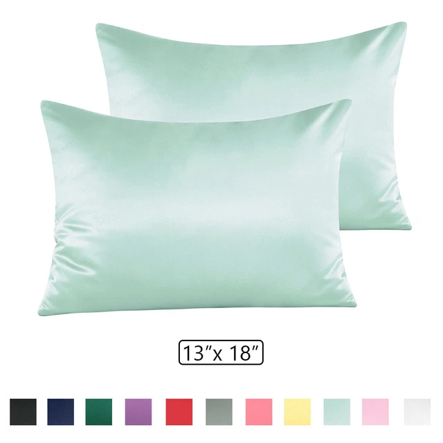 Ultra Silky Satin Toddler Pillowcases Soft 2 Pack 13"x 18" Travel Pillow Cases