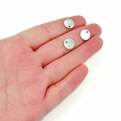 50 / 100 Small 10mm Stainless Steel Round Blank Stamping Tags Charms 3