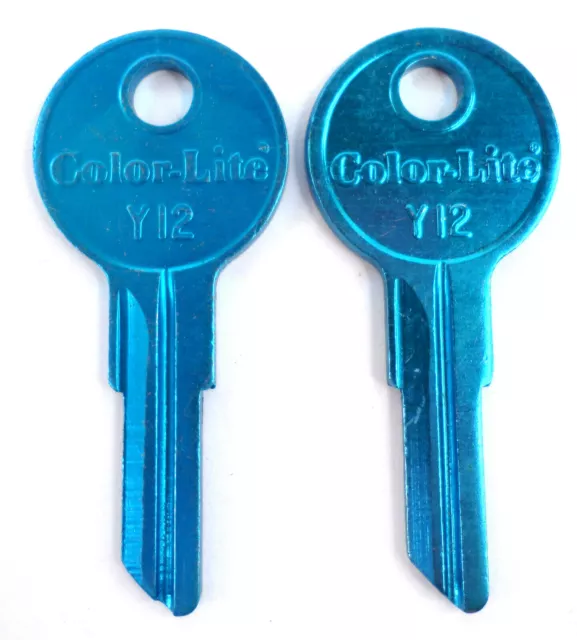 2-pcs Y12 BLUE Anodized Aluminum Cole National Key Color-Lite Key NOS Blanks