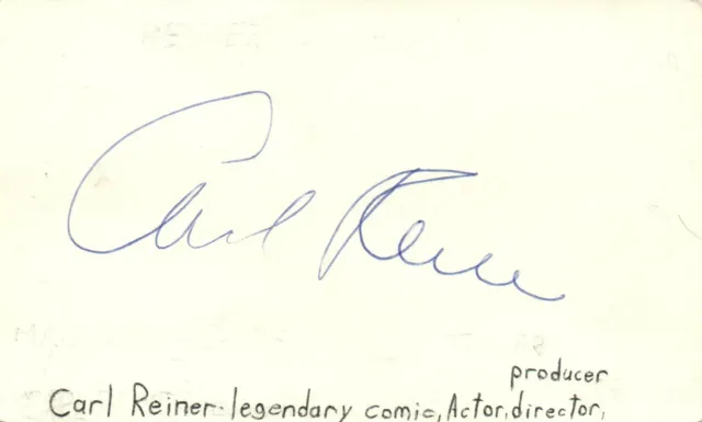 Carl Reiner Comedian Actor Movie Autographed Signed Index Card JSA COA