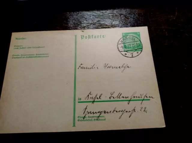 Ganzsache Postkarte Deutsches Reich 5 Pf Paul von Hindenburg 1932/1933