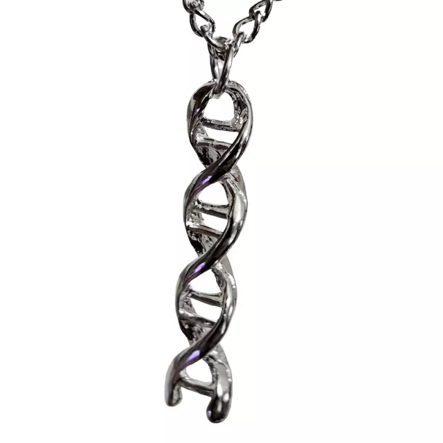 Collar de ADN Helix Colgante Estructura Edgy Quirky 20" Cadena Biología...