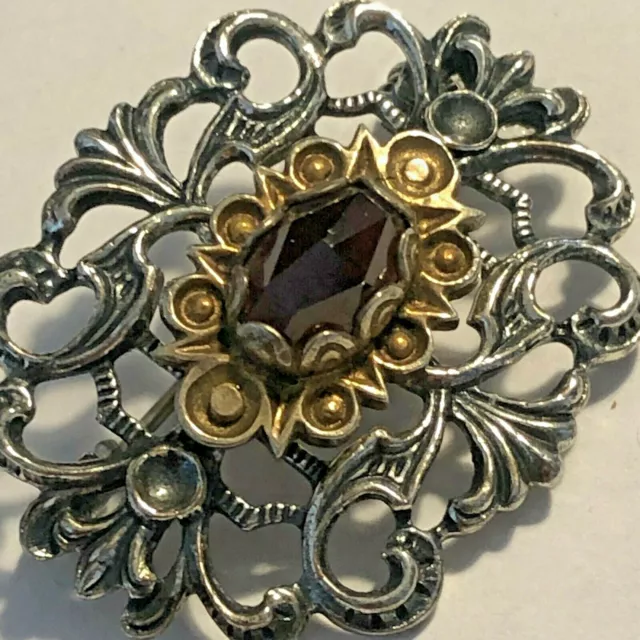 Prachtvolle "Granat" Silber Brosche / Magnificent "Garnet" Silver Brooch 2