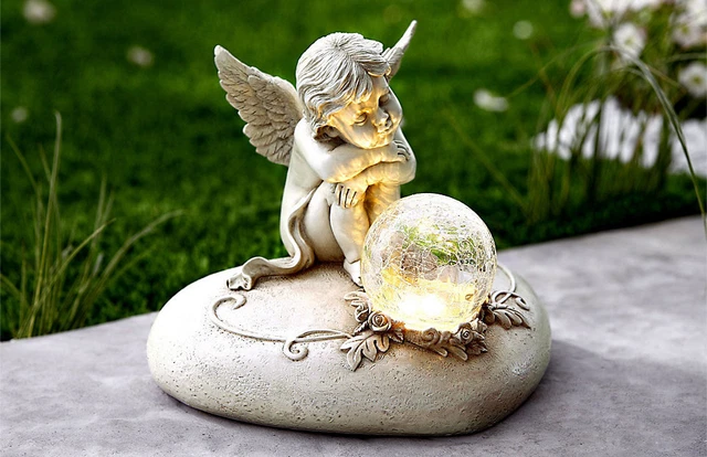 Solar Engel Gartenstatue - Wetterfeste LED Dekofigur Für Garten & Balkon