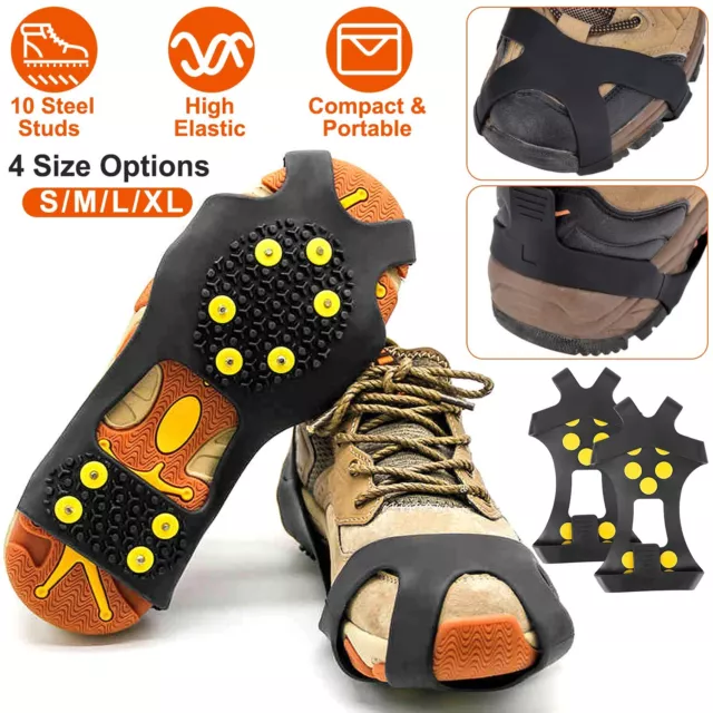 ICE SNOW GRIPS Anti Slip Over Shoe Boot Studs Traction Cleat Hiking Ice ...