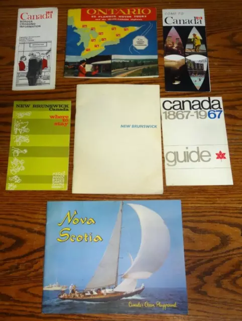 Lot of 7 Vintage 1960's Canada Travel Brochures Guide Maps Nova Scotia Ontario