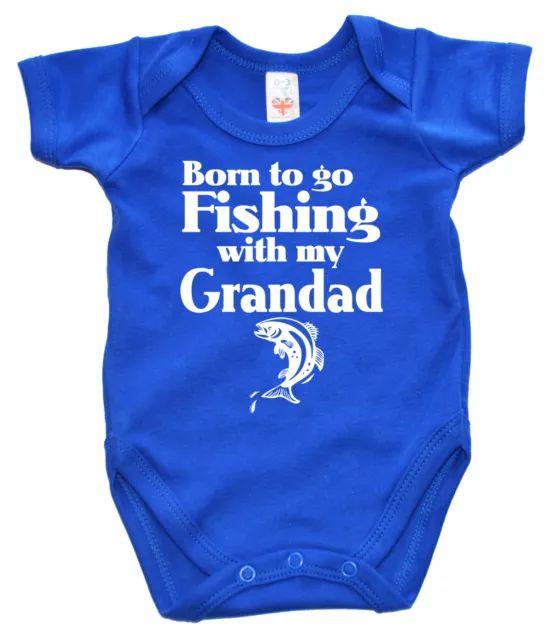 Cuscino pesce bambino ""Born to go pesca con nonno"" babygrow nonno regalo 11