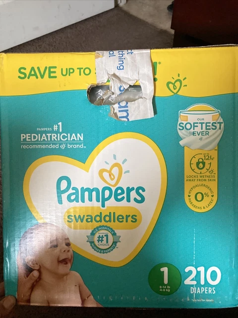 Pañales Pampers Swaddlers, talla 1 (8-14 libras), 210 unidades