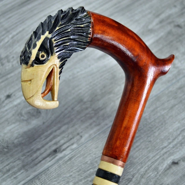 Bastone da passeggio in canna Legno intagliato a mano - Aquila / Regno Unito