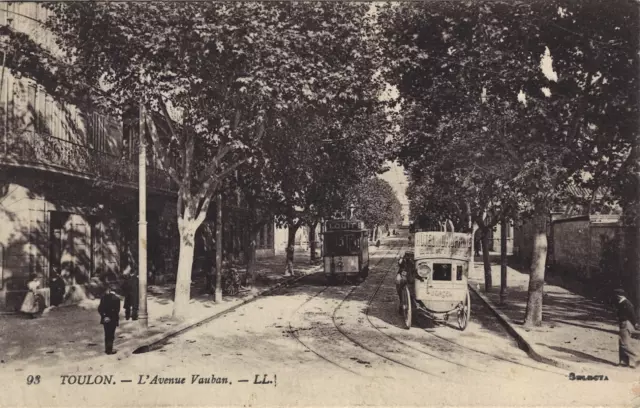 TOULON 83 Tramway Attelage CPA écrite à M Me Roubin Émile Le BEAUSSET (Var) 1923