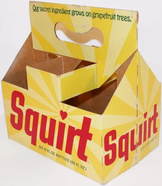 Vintage soda pop bottle carton SQUIRT 1968 Our secret ingredient 6 pack 10oz