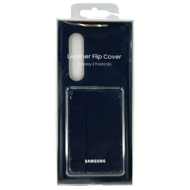 Genuine Samsung Leather Flip Cover Case w/Strap For Galaxy Z Fold3 5G - Black