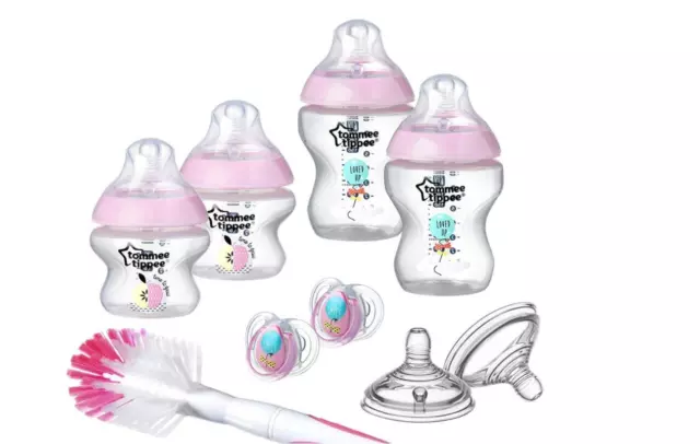 Tommee Tippee Fläschchen Set Baby Starter V Geborene Nuckelflaschen BPA frei Sti