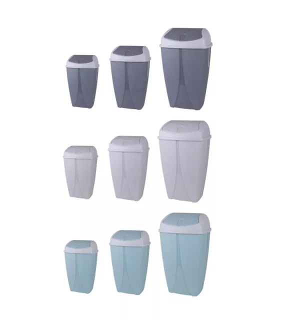 Plastic Swing Top Waste Bin 10/25/50L Dust Rubbish Litter Home Kitchen Office