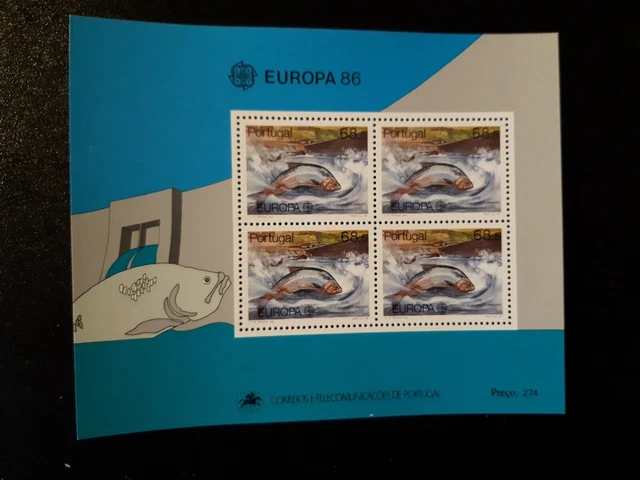 Briefmarkenblock Portugal 1986 Fische Europa Mi.-Nr.Block 7 postfrisch