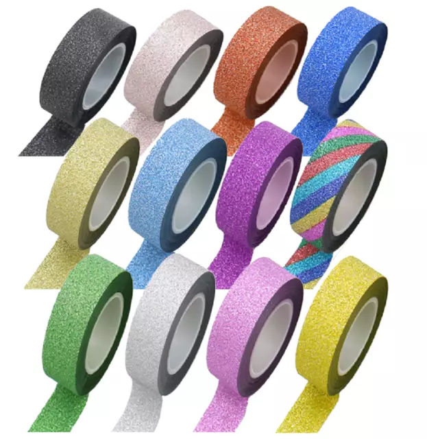 10m x 14mm Adhesive Glitter Washi Tape - Paper Sticky Tape Scrapbook Card Making