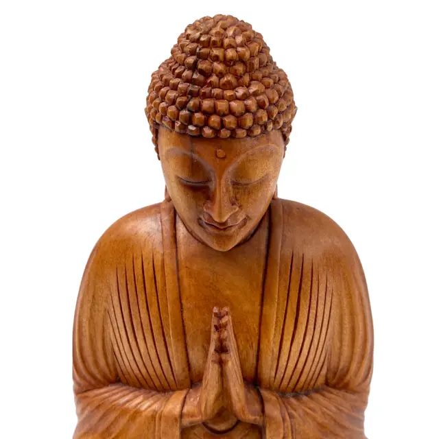 Namaste' Blessing Buddha Sculpture Hand carved wood carving Statue Balinese Art 3