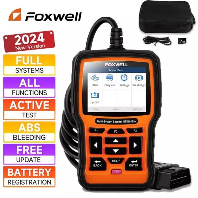 FOXWELL NT510 Bidirectional OBD2 Scanner Car ABS SRS SAS EPB Oil TPMS Reset Tool